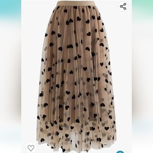 NWT Caramel 3D Heart Layered Mesh Skirt